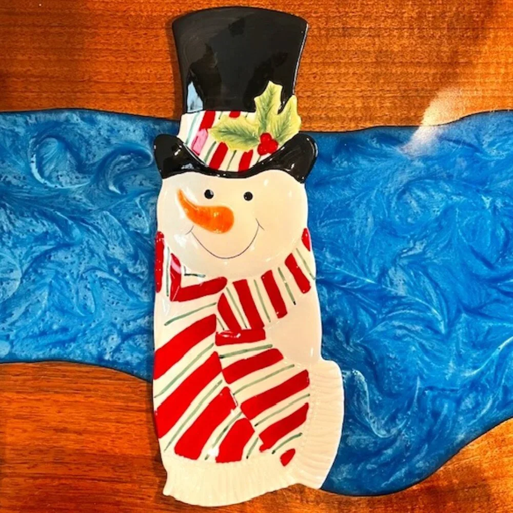 Fitz and Floyd Snack Therapy Snowman Wall Hanging Plate Server Tray